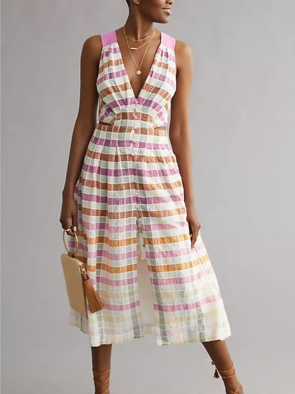 Maeve Ombré Plaid Midi Sundress size 2